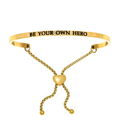 Intuitions Stainless Steel BE YOUR OWN HERO Diamond Accent Adjustable Bracelet