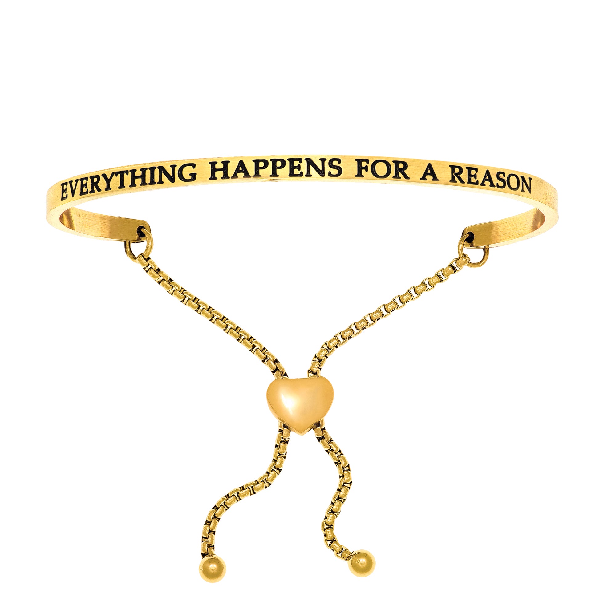 Intuitions Stainless Steel EVERYTHING HAPPENS FOR A REASON Diamond Accent Adjustable Bracelet