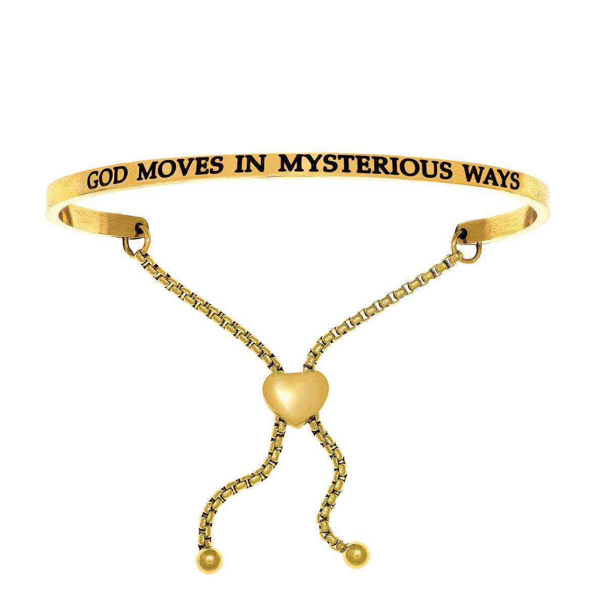 Intuitions Stainless Steel GOD MOVES IN MYSTERIOUS WAYS Diamond Accent Adjustable Bracelet fine designer jewelry for men and women