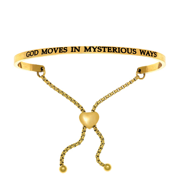 Intuitions Stainless Steel GOD MOVES IN MYSTERIOUS WAYS Diamond Accent Adjustable Bracelet