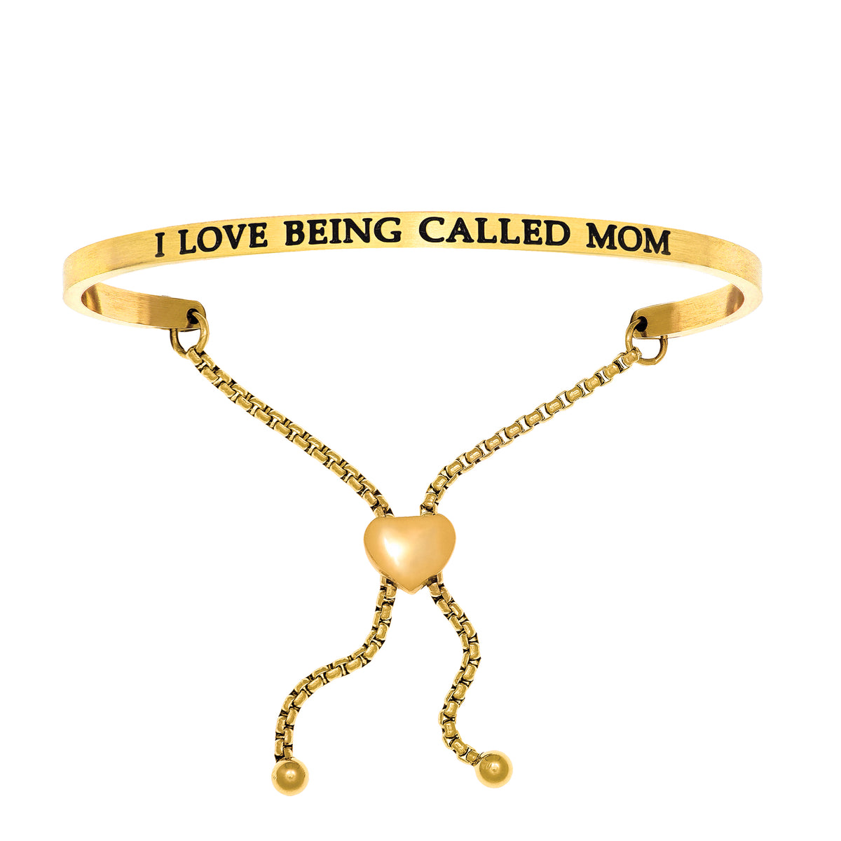 Intuitions Stainless Steel I LOVE BEING CALLED MOM Diamond Accent Adjustable Bracelet