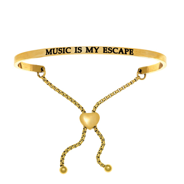 Intuitions Stainless Steel MUSIC IS MY ESCAPE Diamond Accent Adjustable Bracelet