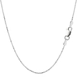 Sterling Silver Rhodium Plated Bead Chain Necklace, 1,0mm