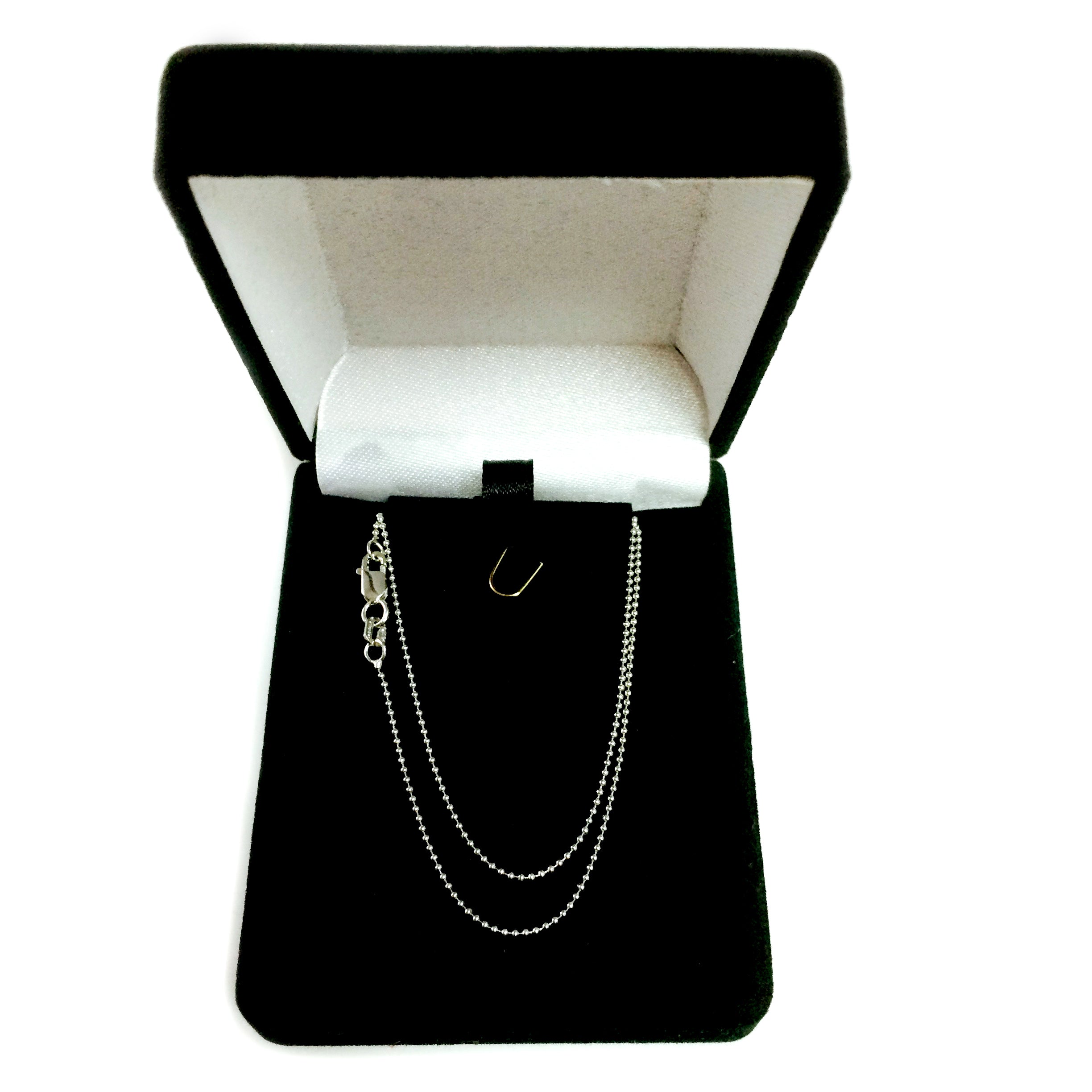 Collana a catena con perline in argento sterling placcato rodio, gioielleria di alta qualità da 1,0 mm per uomo e donna