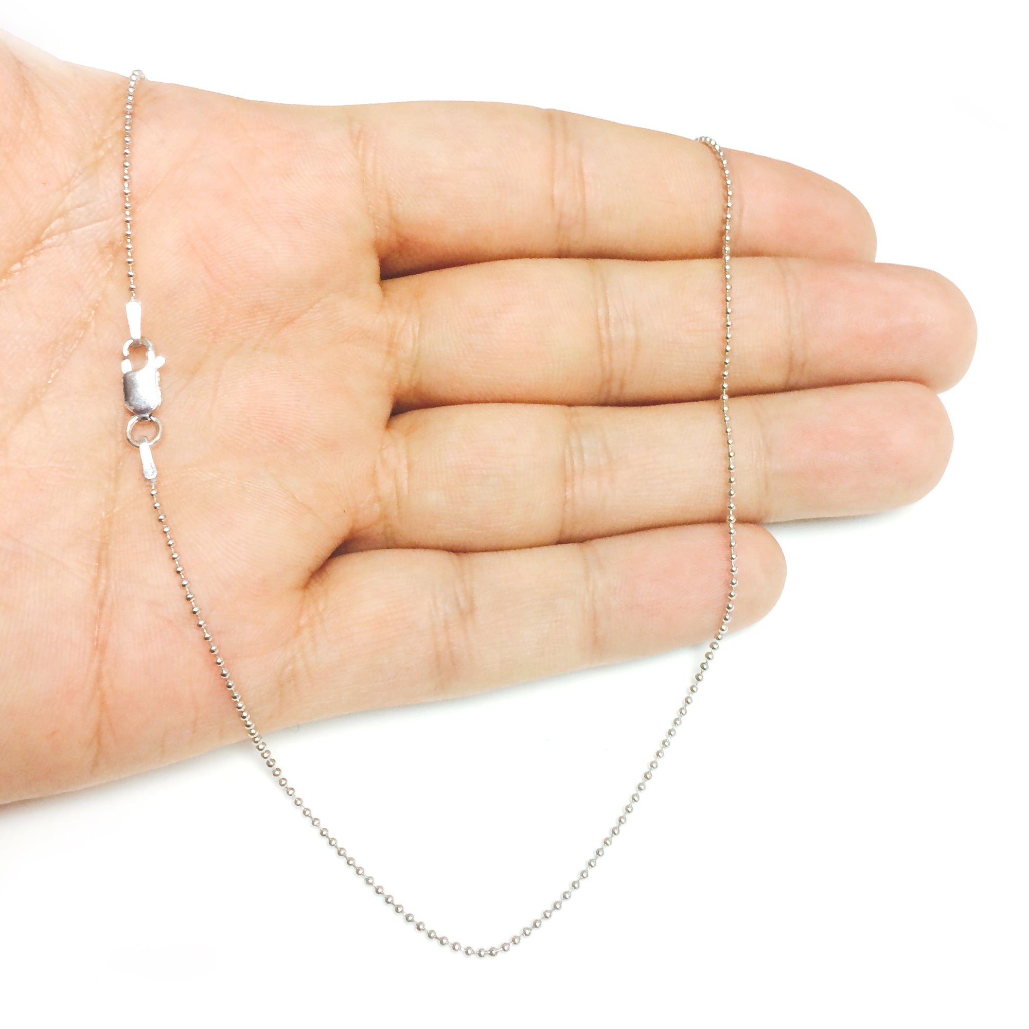 Collana a catena con perline in argento sterling placcato rodio, gioielleria di design da 1,2 mm per uomo e donna