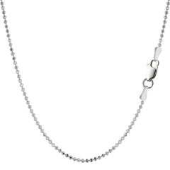 Collana a catena con perline in argento sterling placcato rodio, gioielleria di design da 1,5 mm per uomo e donna