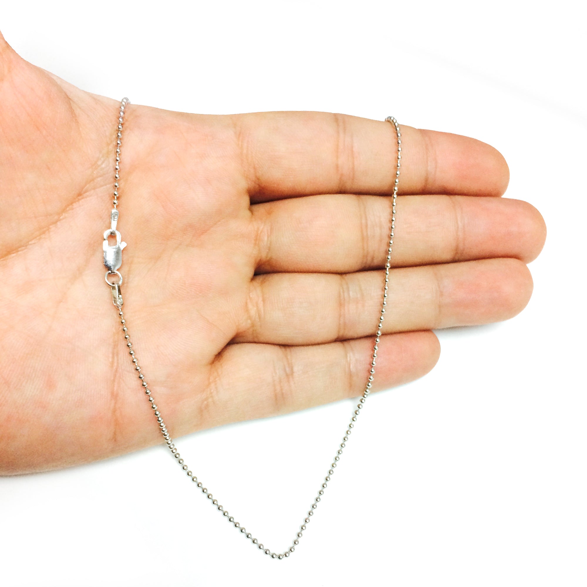 Collar de cadena de cuentas de plata de ley chapada en rodio, joyería fina de diseño de 1,5 mm para hombres y mujeres