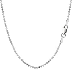 Collana a catena con perline in argento sterling placcato rodio, gioielleria raffinata da 1,8 mm per uomini e donne