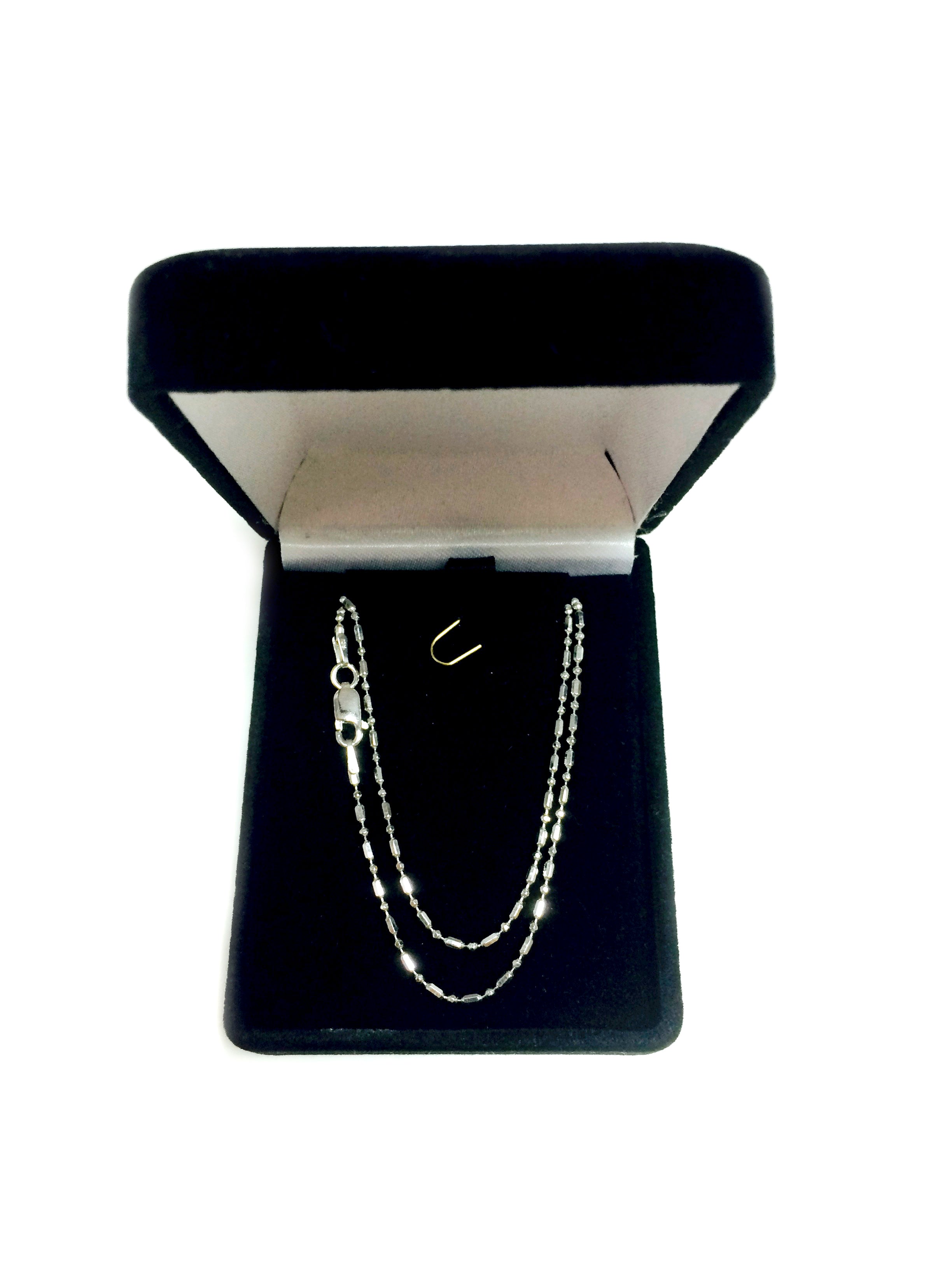 Collar de cadena de cuentas de plata de ley chapada en rodio y talla diamante, joyería fina de diseño de 1,5 mm para hombres y mujeres