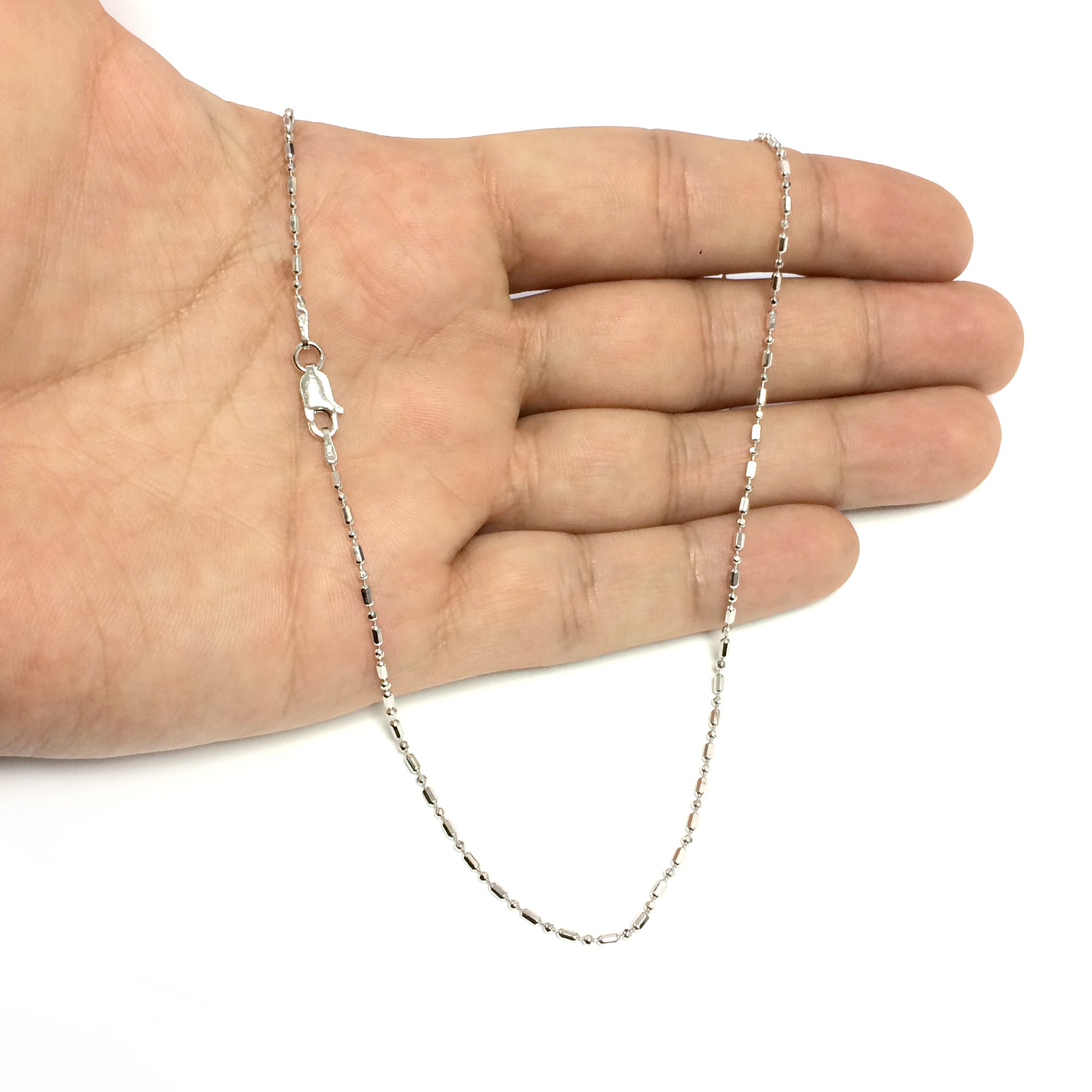 Sterlingsilver Rhodiumpläterad och diamantslipad pärlkedja, 1,5 mm fina designersmycken för män och kvinnor