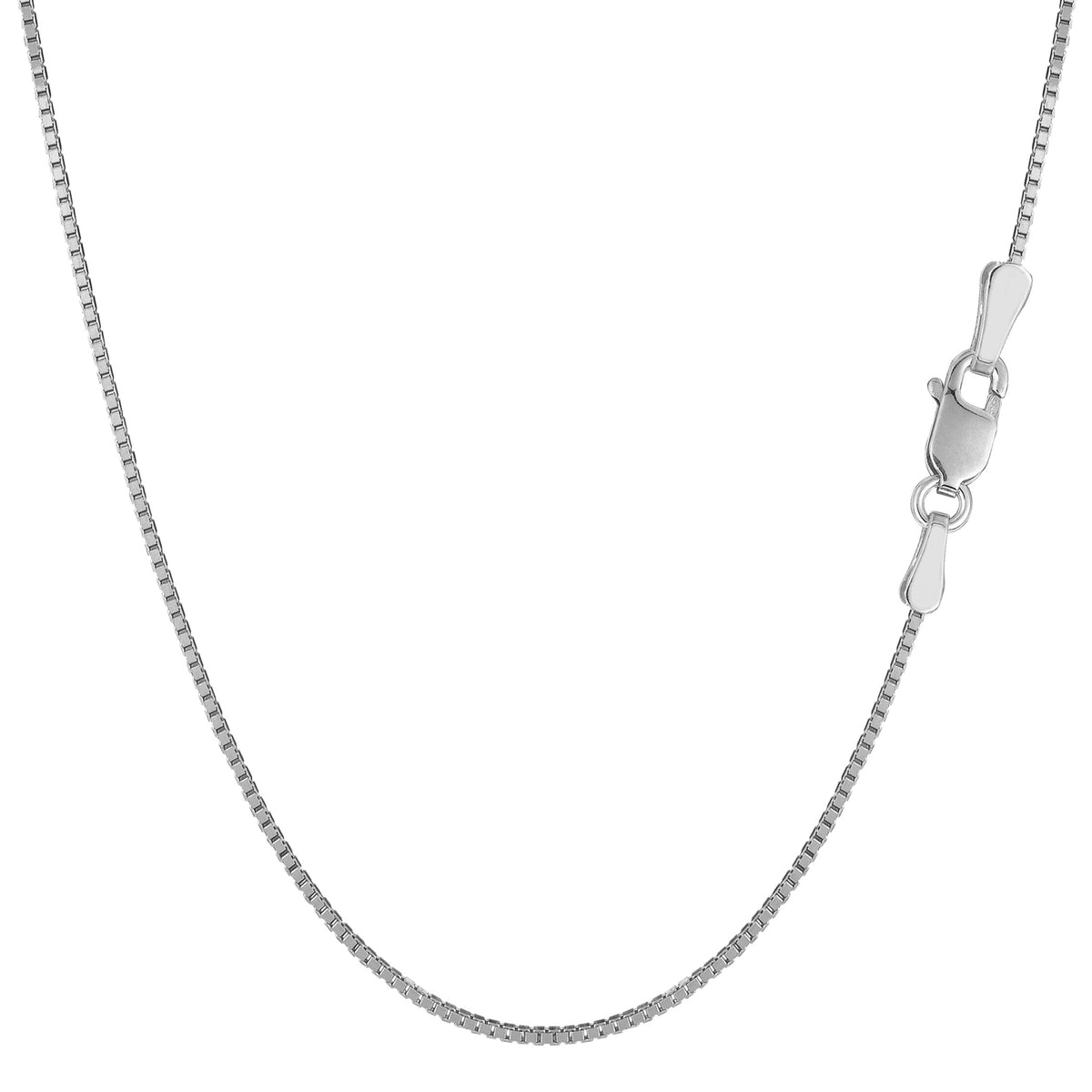 Sterling Silver Rhodium Plated Box Chain Necklace, 1.1mm fine designer jewelry for men and women