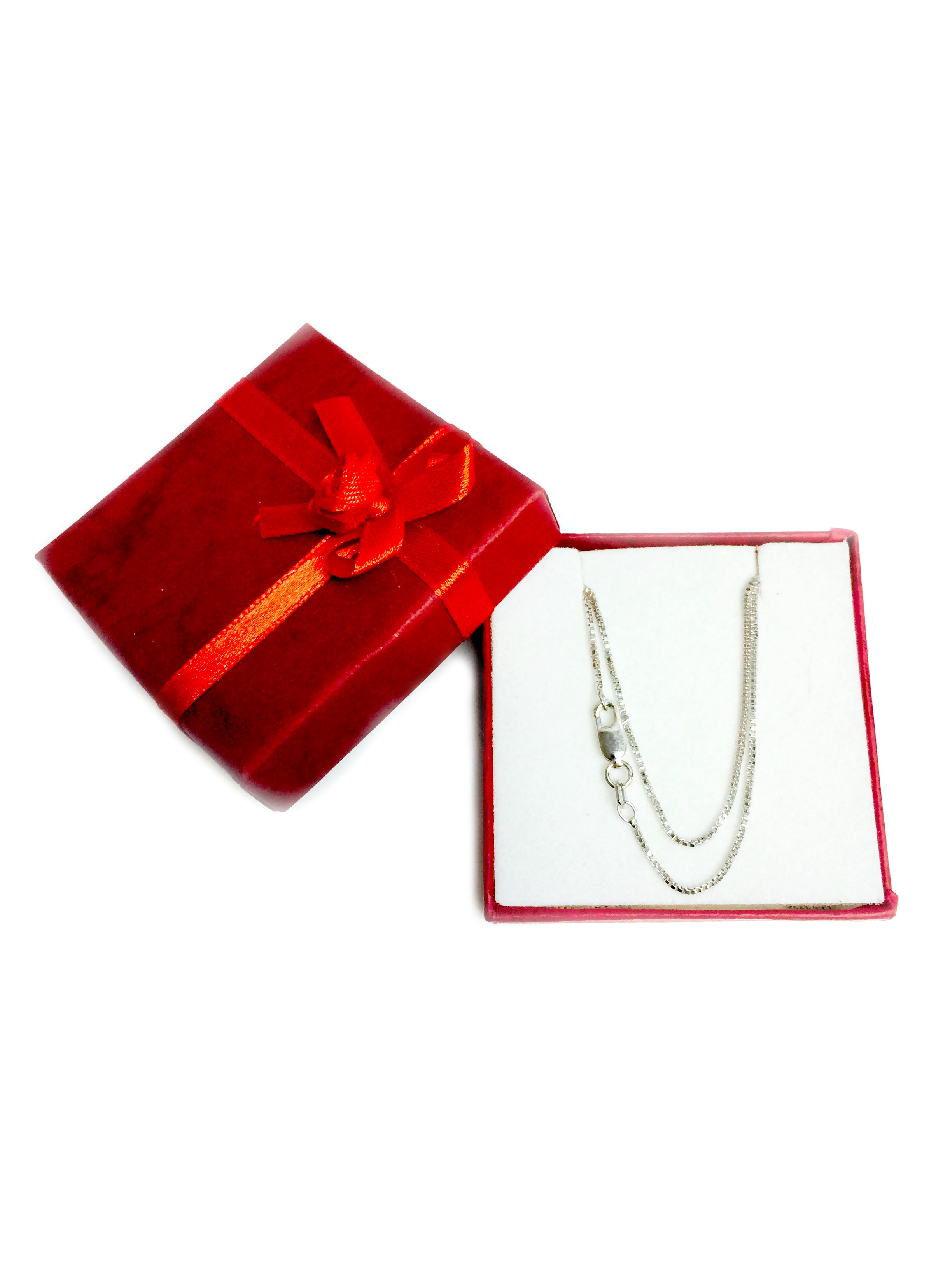 Sterling Silver Rhodium Plated Box Chain Halsband, 1,1 mm fina designersmycken för män och kvinnor