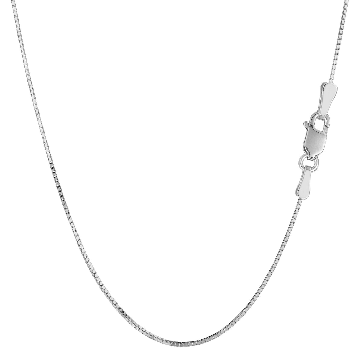 Sterling sølv Rhodium Plated Box Chain Halskjede, 0,9 mm fine designersmykker for menn og kvinner