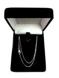 Sterling Silver Rhodium Plated Box Chain Necklace, 0.9mm
