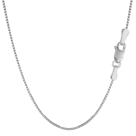 Sterling Silver Rhodium Plated Box Chain Necklace, 1.3mm