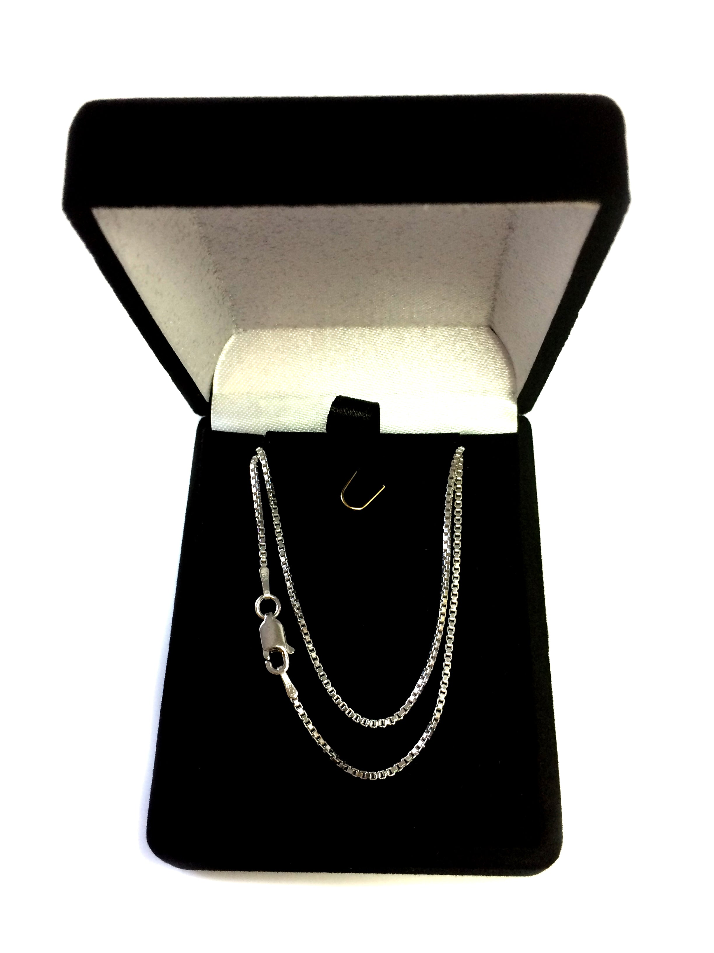 Collana a catena scatolata in argento sterling placcato rodio, gioielleria di alta qualità da 1,3 mm per uomini e donne