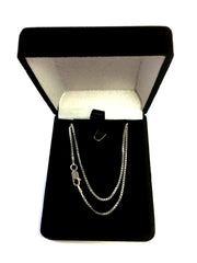 Sterling Silver Rhodium Plated Box Chain Necklace, 1.3mm fine designer jewelry for men and women