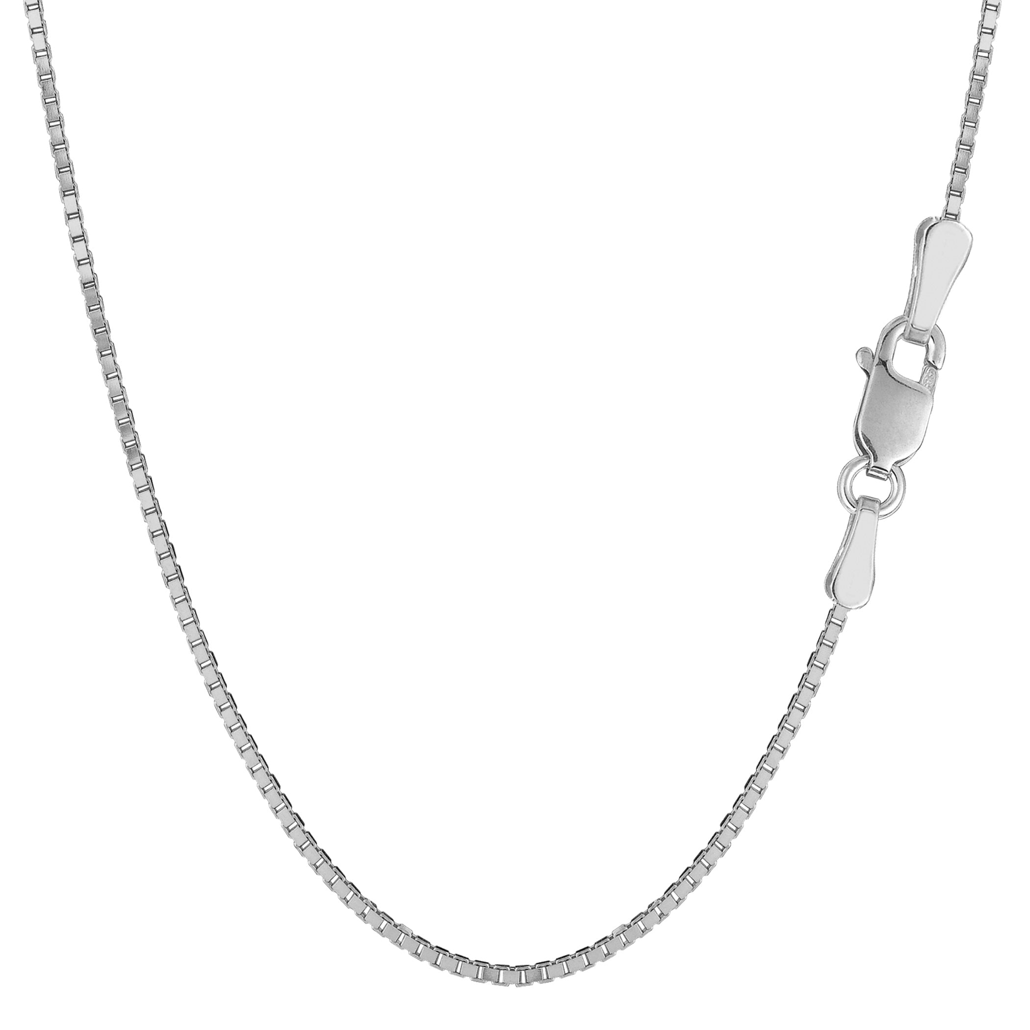 Sterling Silver Rhodium Plated Box Chain Halsband, 1,5 mm fina designersmycken för män och kvinnor