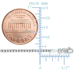 Sterlingsølv Rhodiumbelagt Box Chain Halskæde, 1,8 mm fine designersmykker til mænd og kvinder