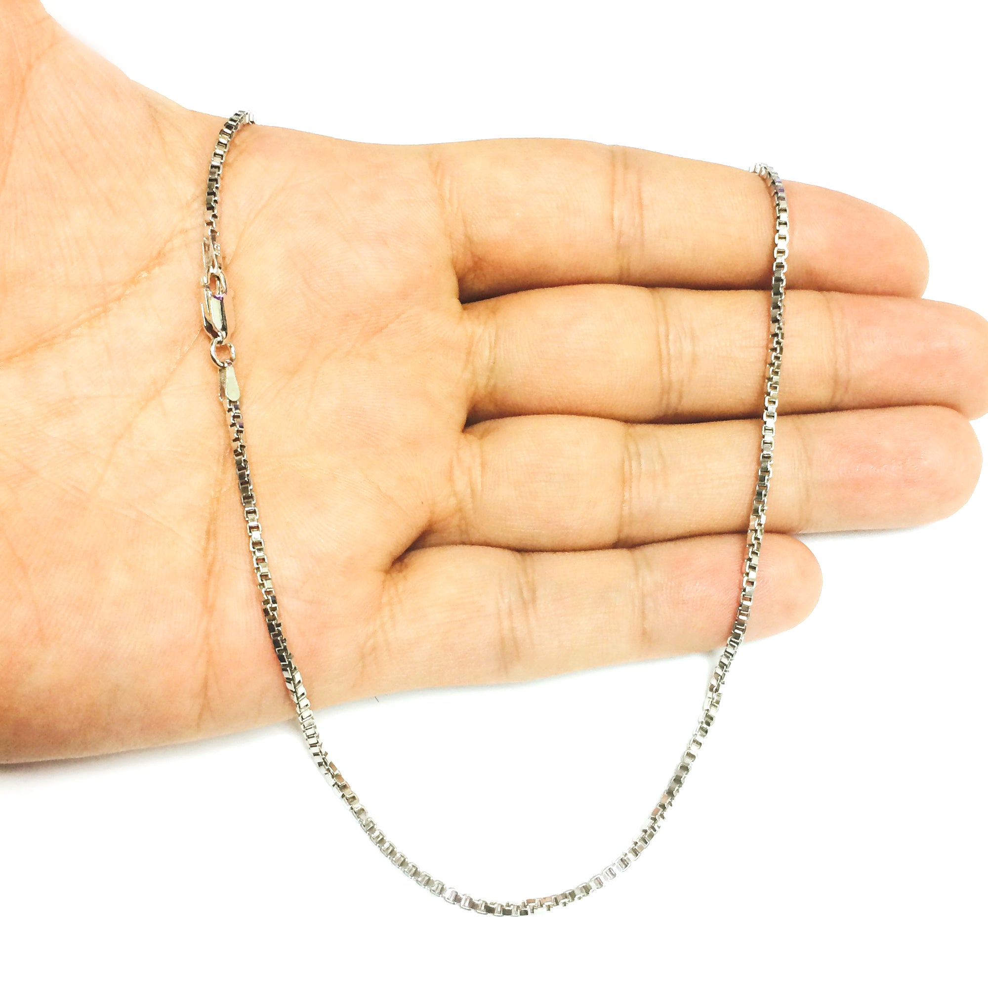 Collana a catena scatolata in argento sterling placcato rodio, gioielleria di design da 1,8 mm per uomo e donna