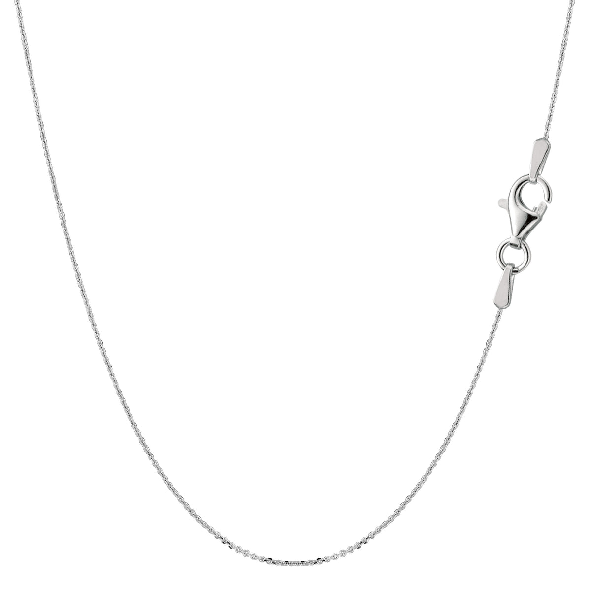 Sterling Silver Rhodium Plated Cable Chain Necklace, 0.6mm