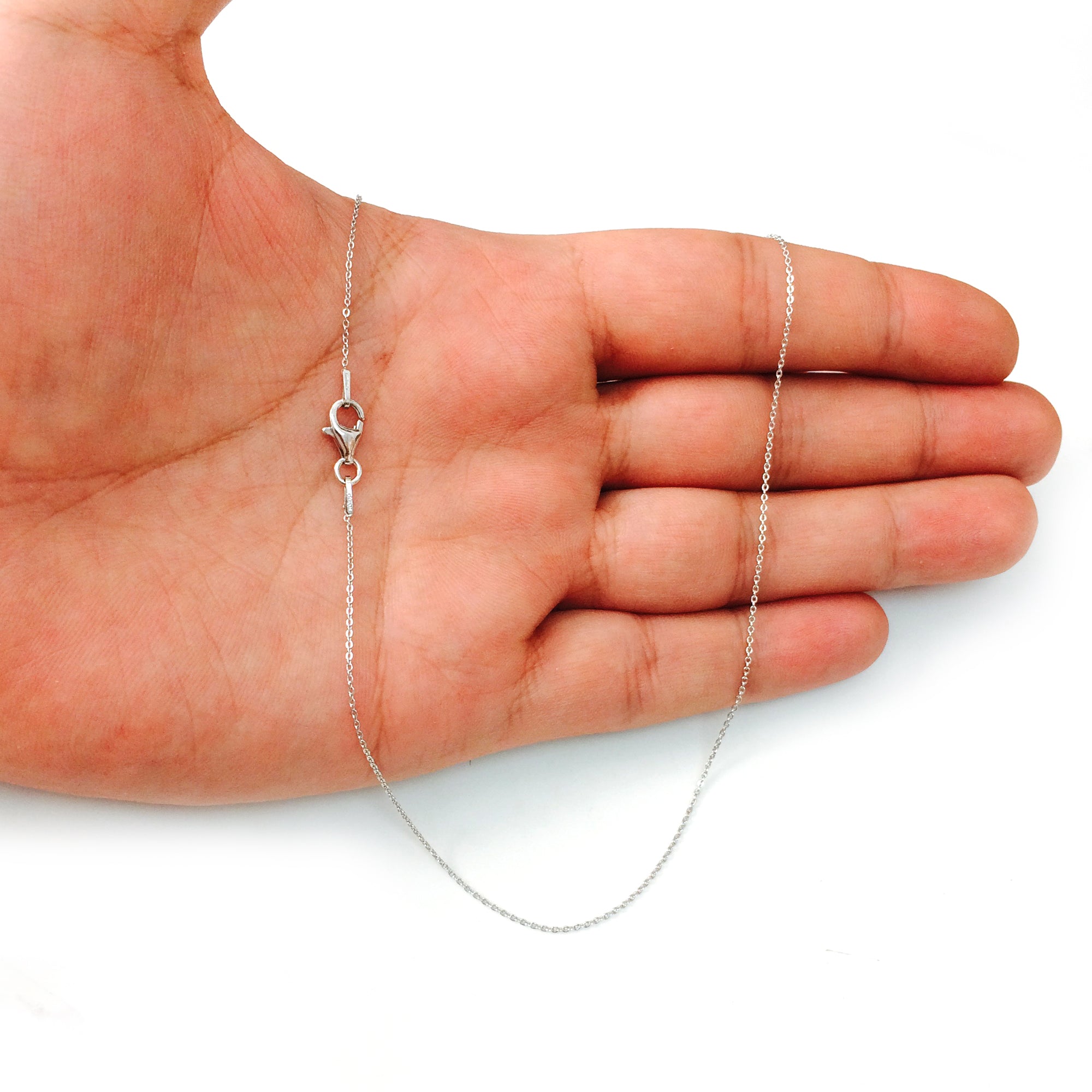 Sterling Silver Rhodium Pläterat Cable Chain Halsband, 0,8 mm fina designersmycken för män och kvinnor