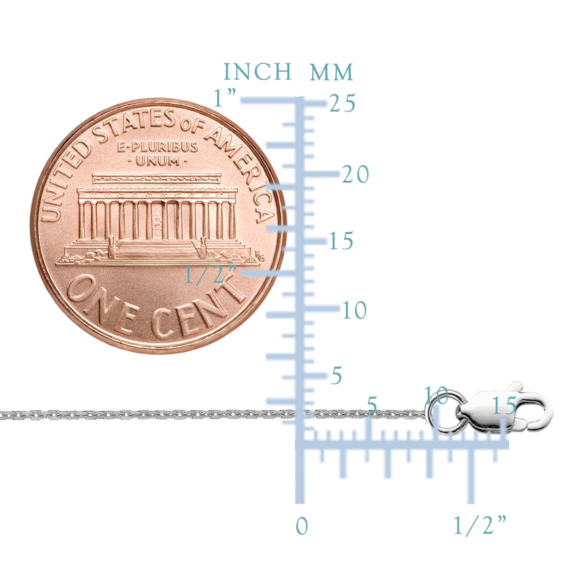 Sterlingsilver Rhodiumpläterat Cable Chain Halsband, 1,1 mm fina designersmycken för män och kvinnor