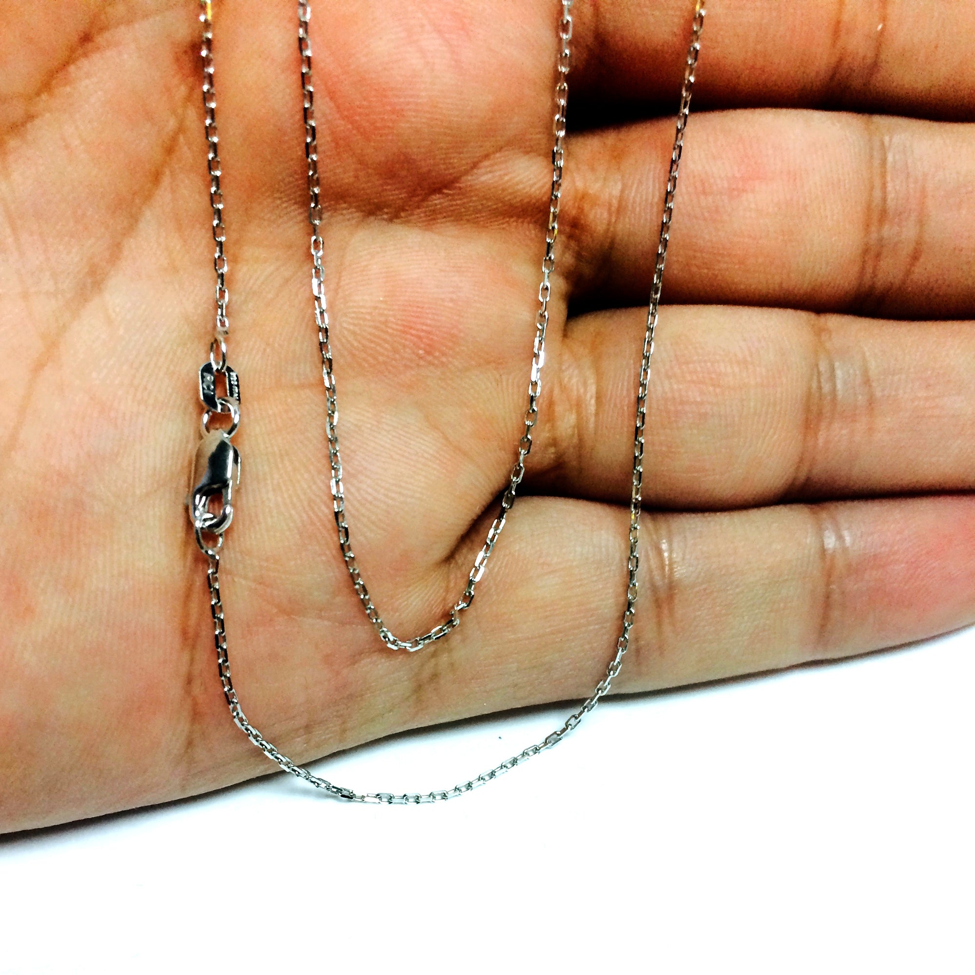 Collar de cadena tipo cable de plata de ley chapada en rodio, joyería fina de diseño de 1,1 mm para hombres y mujeres