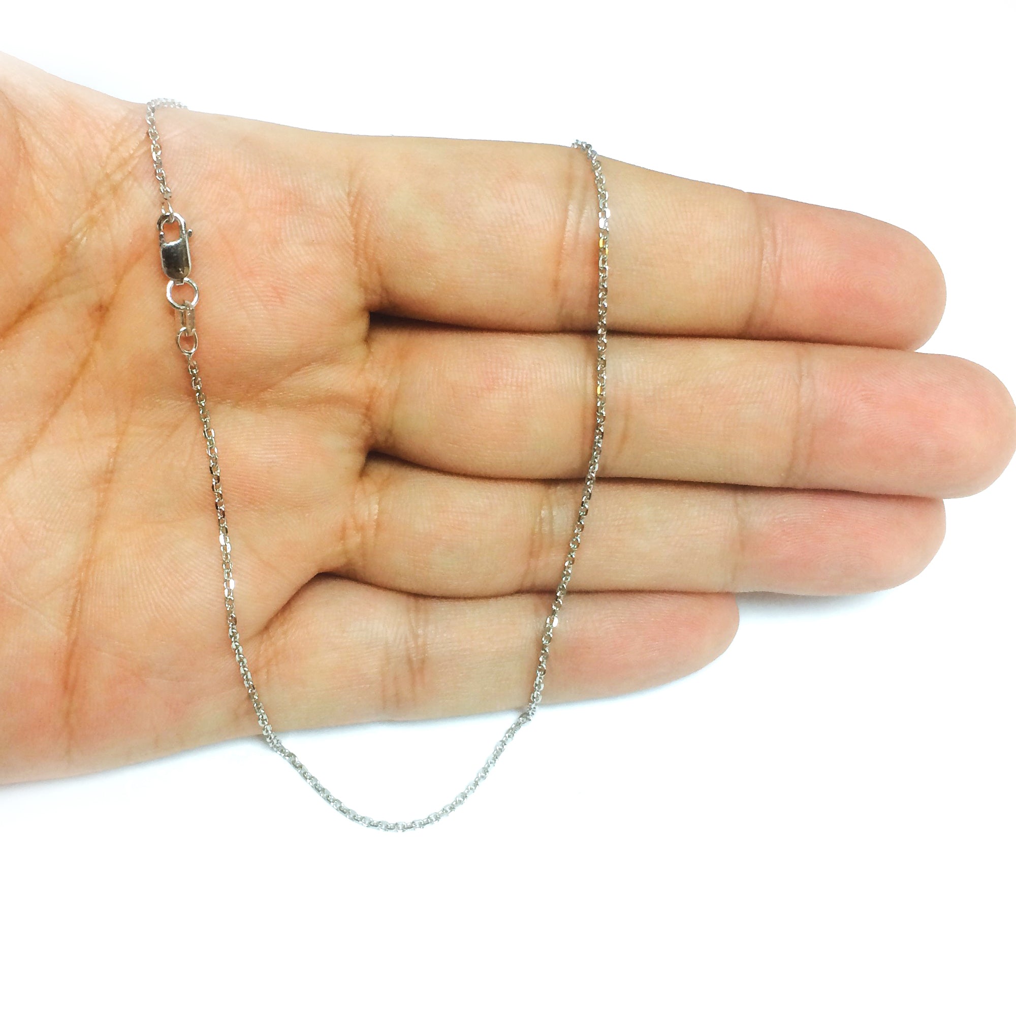 Collier chaîne câble plaqué rhodium en argent sterling, bijoux de créateur fins de 1,4 mm pour hommes et femmes