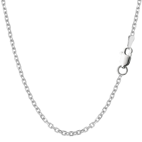 Sterling Silver Rhodium Plated Cable Chain Necklace, 2.3mm