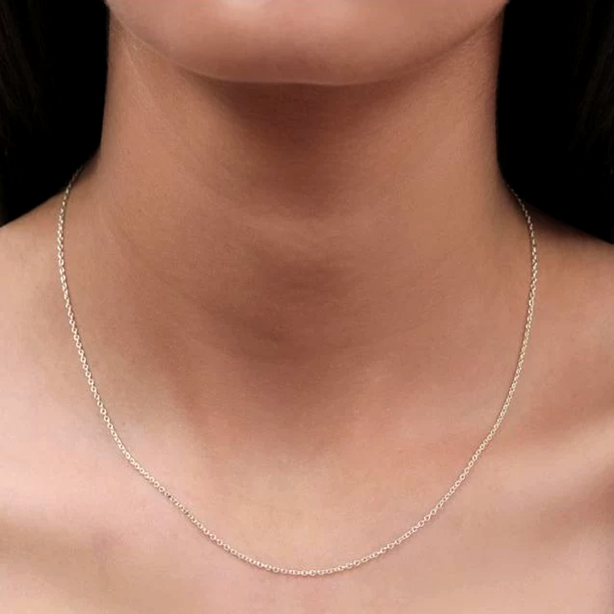 Sterling sølv rhodineret kabelkæde halskæde, 0,8 mm fine designer smykker til mænd og kvinder