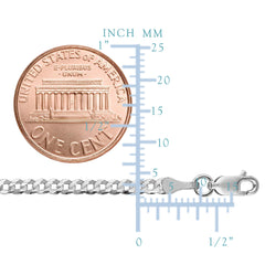 Sterling sølv rhodiumbelagt kantkjedekjede, 3,0 mm fine designersmykker for menn og kvinner