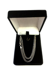 Sterling sølv rhodineret kantstenskæde halskæde, 3,0 mm fine designersmykker til mænd og kvinder