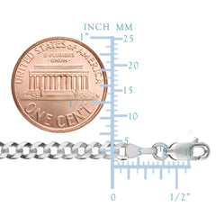 Sterling sølv rhodiumbelagt kantkjedekjede, 3,7 mm fine designersmykker for menn og kvinner