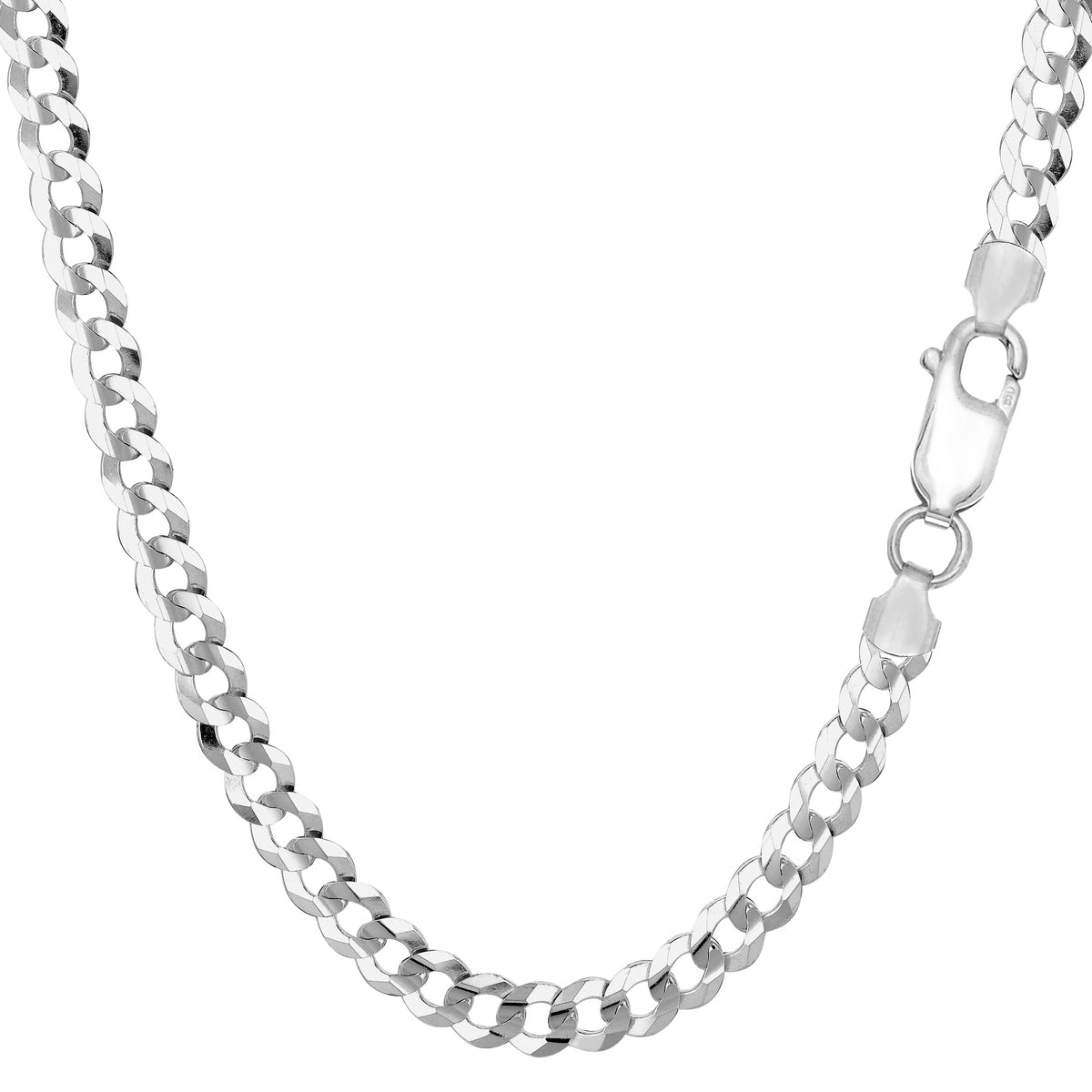 Sterling Silver Rhodium Plated Curb Chain Halsband, 4,7 mm fina designersmycken för män och kvinnor