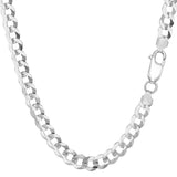 Sterling Silver Rhodium Plated Curb Chain Necklace, 5.5mm