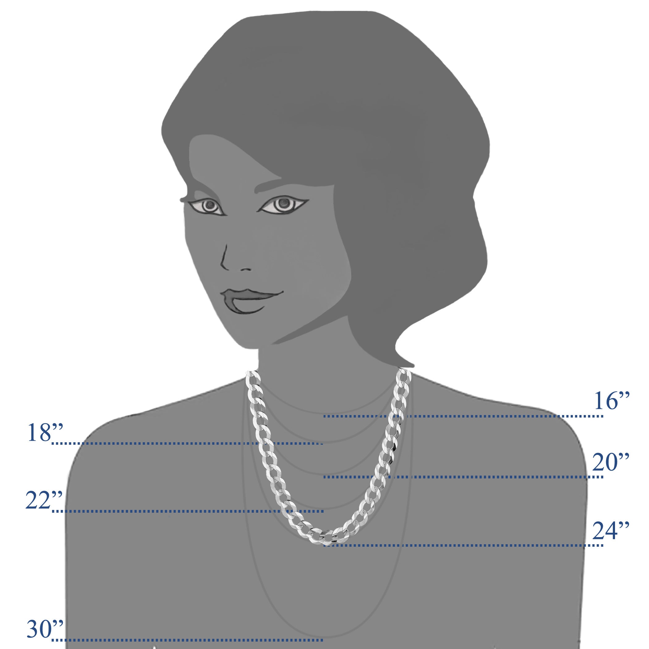 Collar de cadena de plata de ley chapada en rodio, joyería fina de diseño de 7,0 mm para hombres y mujeres