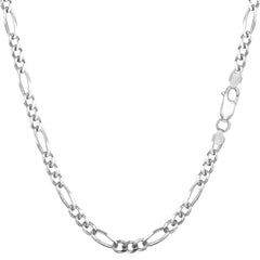 Sterling sølv rhodineret Figaro kæde halskæde, 3,0 mm fine designer smykker til mænd og kvinder