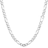 Sterling Silver Rhodium Plated Figaro Chain Necklace, 3.7mm