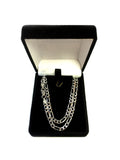 Sterling Silver Rhodium Plated Figaro Chain Necklace, 3.7mm
