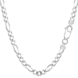 Sterling Silver Rhodium Plated Figaro Chain Necklace, 4.7mm