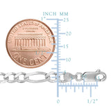 Sterling Silver Rhodium Plated Figaro Chain Necklace, 4.7mm