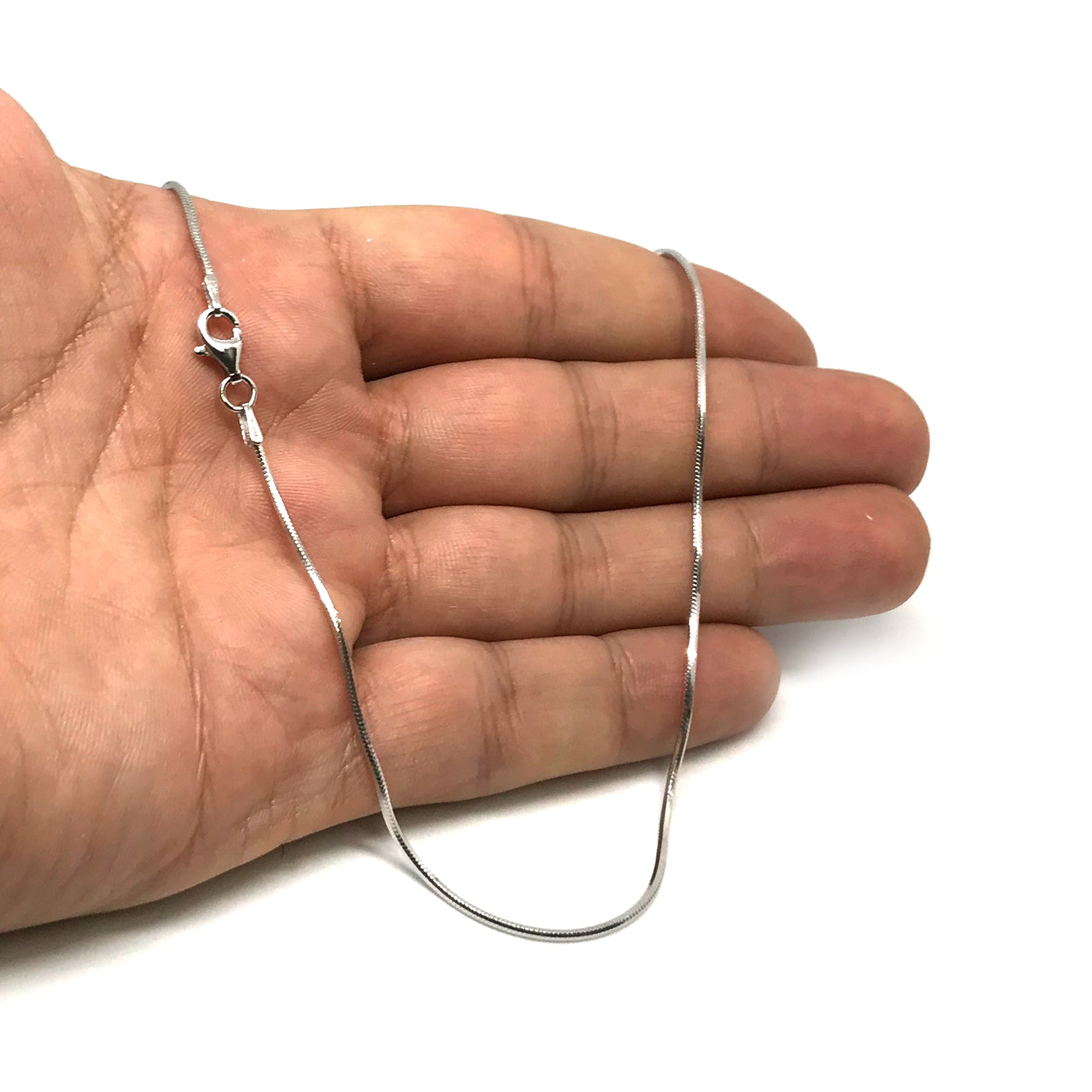 Sterlingsilver Rhodiumpläterad åttkantig ormkedja, 1,3 mm fina designersmycken för män och kvinnor