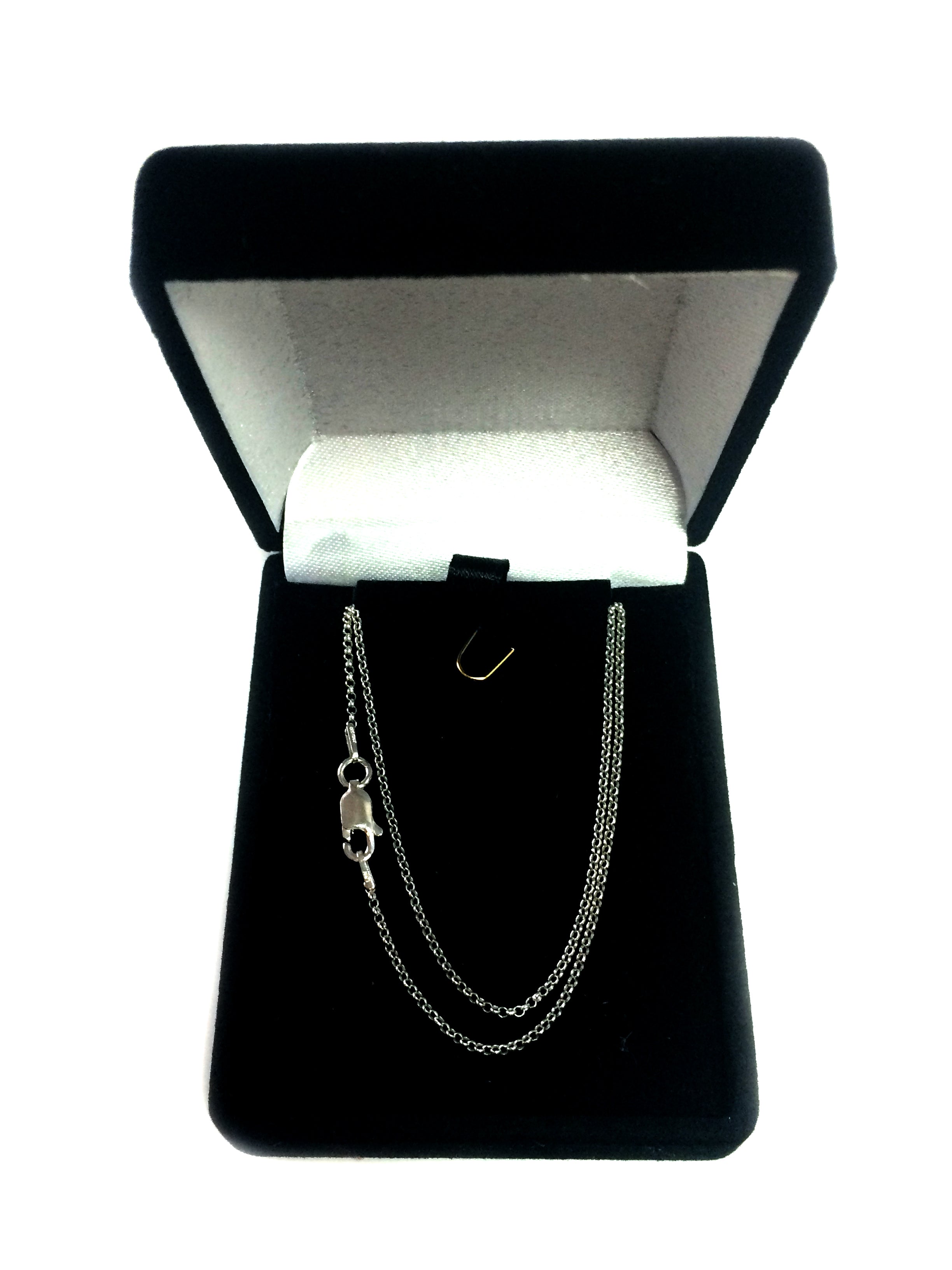Collier chaîne Rolo en argent sterling plaqué rhodium, bijoux de créateur fins de 1,4 mm pour hommes et femmes