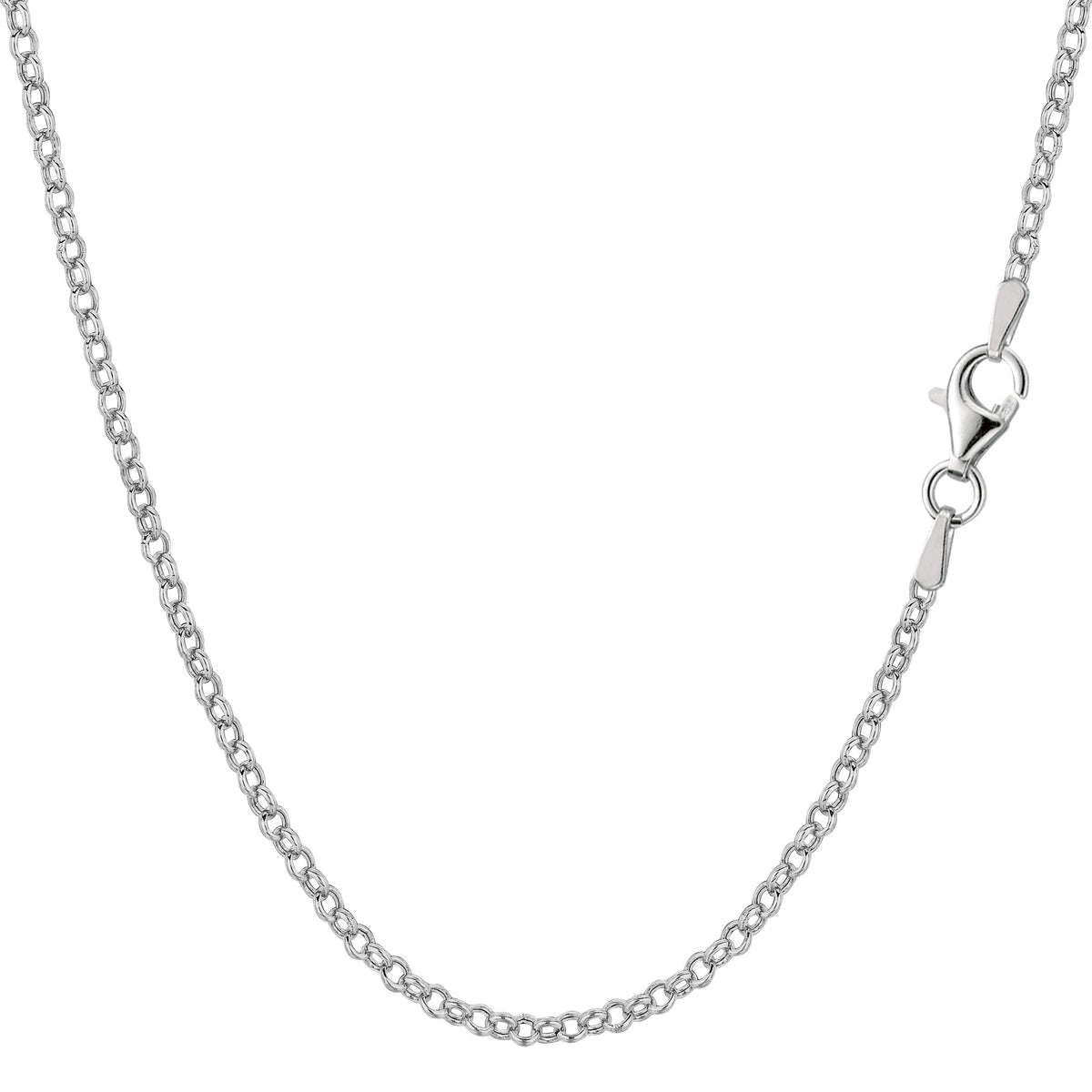 Sterling Silver Rhodium Plated Rolo Chain Necklace, 1,8mm fine designer jewelry for men and women