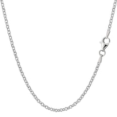 Collier chaîne Rolo en argent sterling plaqué rhodium, bijoux de créateur fins de 1,8 mm pour hommes et femmes