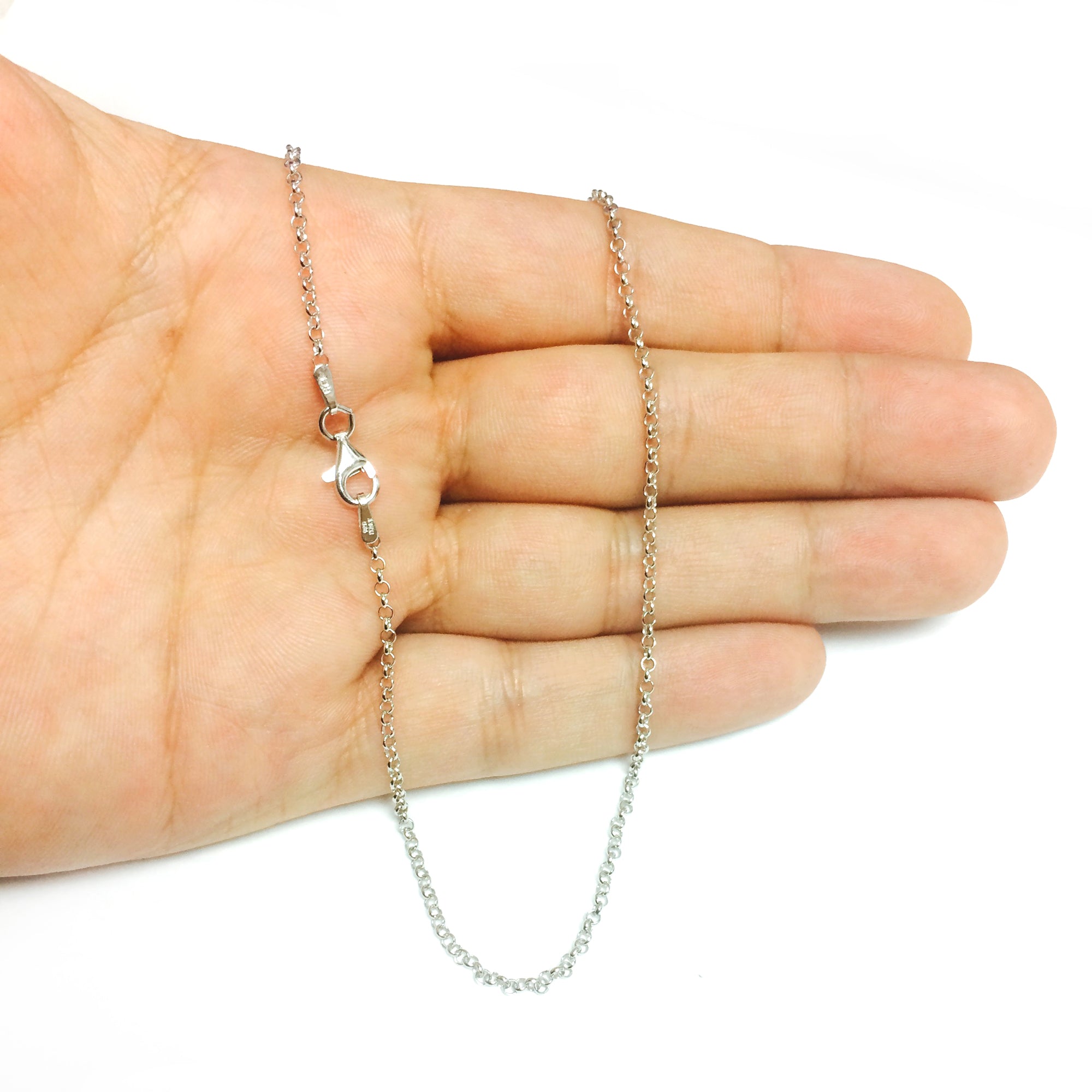 Sterling Silver Rhodium Plated Rolo Chain Necklace, 1,8mm
