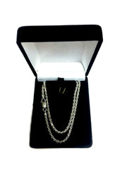 Collar de cadena de cuerda con corte de diamante chapado en rodio de plata de ley, joyería fina de diseño de 2,2 mm para hombres y mujeres