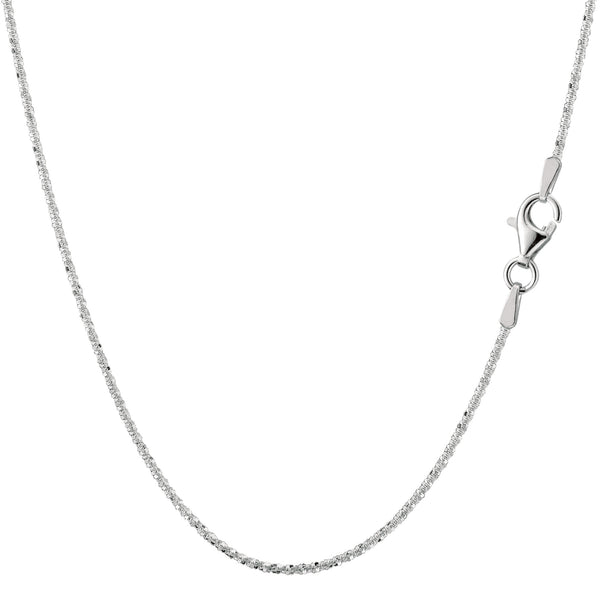 Sterling Silver Rhodium Plated Sparkle Chain Necklace, 1,5mm
