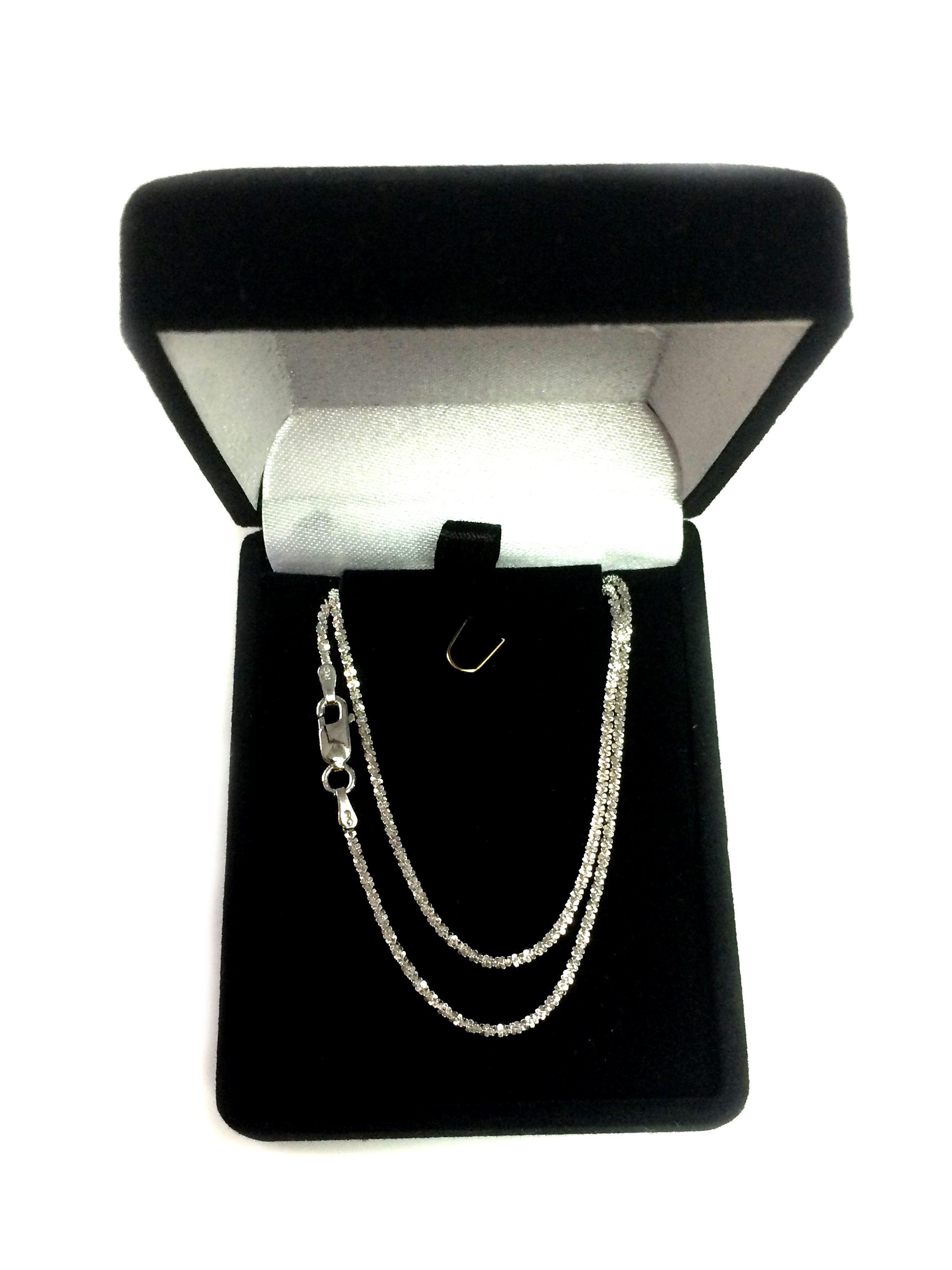 Collana a catena scintillante in argento sterling placcato rodio, gioielli di design da 1,5 mm per uomini e donne